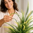 thumbnail image 5 of Artificial Persian Grass Potted Plant Set,Realistic Decorative Green And Bloom Mix Arrangement,Durable Plastic Simulation Design,Living Room Shelf Fireplace Office Desk Home Accent Decor Piece, 5 of 9