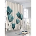 thumbnail image 3 of Teal Tulip Shower Curtain, Minimalist Modern Flower Art Linen Background Waterproof Shower Curtain Set with 12 Hooks Lightweight Washable Fabric Shower Curtains for Bathroom 72x72 Inches, 3 of 6