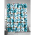 thumbnail image 5 of Shower Curtains Teal Floral Leaves Bath Curtain Ethnic Style Lattice Waterproof Bathroom Shower Curtain Set with Hooks Decoration 36 x 72 Inches, 5 of 7