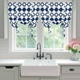 thumbnail image 4 of Bohemia Balloon Curtains for Living Room/French Door, Minimalist Geometric Pattern Abstract Dark Blue Tie Up Curtains 63 Inch Length Energy Saving Kitchen Curtains Shades for Windows 42"x63", 4 of 8