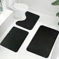 thumbnail image 4 of Hiroekza Bathroom Rug Set 3 Piece Set - Absorbent Non-Slip Polyester Floor Mats - Modern Style Enhances Home Decor Includes 2 Bathroom Rugs 1 U Shape Rugs Black, 4 of 6