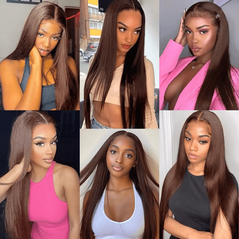 Chocolate Brown Lace Front Wigs Human Hair Pre Plucked 13x6 Straight Lace Front Wigs Human Hair 200% Density Colored #4 Light Brown Glueless Wig HD Lace Frontal Wigs for Women 36inch