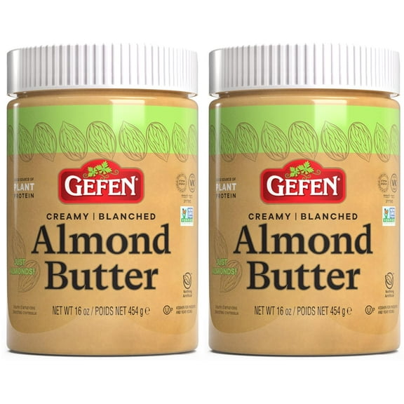 Gefen Pure Blanched Almond Butter, 16oz (2 Pack) | Non GMO | Rich Creamy Texture | Kosher for Passover