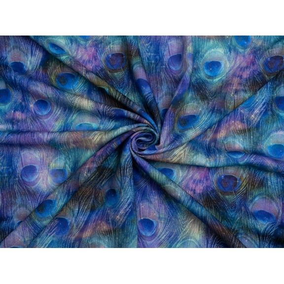 Minerva Exclusive Peacock Nebula Viscose Challis Fabric - per yard