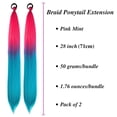 thumbnail image 3 of Pink Blue Hair Extension Ponytail for Braids Synthetic Braid Ponytail Extensions with Elastic Tie Fashion Festival Rave Braids in Hair Extension for Girls (Pack of 2), 3 of 14