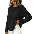 thumbnail image 6 of YVNAURA Boat Neck Mesh Top for Women Sheer See Through Blouse Long Sleeve Open Knit Lightweight Crochet Pullover Summer Layering Tee Festival Vacation Outfit, Black,M, 6 of 7