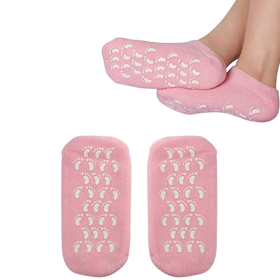 Moisturizing Gel Socks Soft SPA Socks for Repairing and Softening Dry Cracked Feet Skins (Pink)