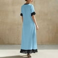 thumbnail image 7 of YuXingFu Boho Dresses for Women Maxi V-Neck Plus Size Womens Dress 1/4 Sleeve Solid Color Long Casual Summer Blue XXL, 7 of 7