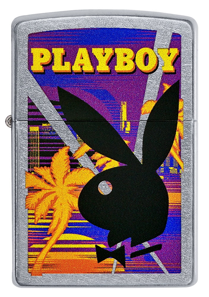 Zippo Playboy Rabbit Head Palm Tree Design Street Chrome Pocket Lighter
