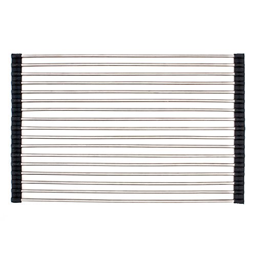 Kindred 17-Inch x 14-Inch Universal Kitchen Sink Stainless Steel Roller Mat, Dish Drying Rack or Trivet, FRM100