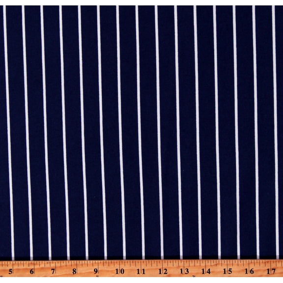 Pinstripe White on Navy Athletic Jersey Baseball Uniform 60" Wide Double Knit Fabric by the Yard (D331.23)