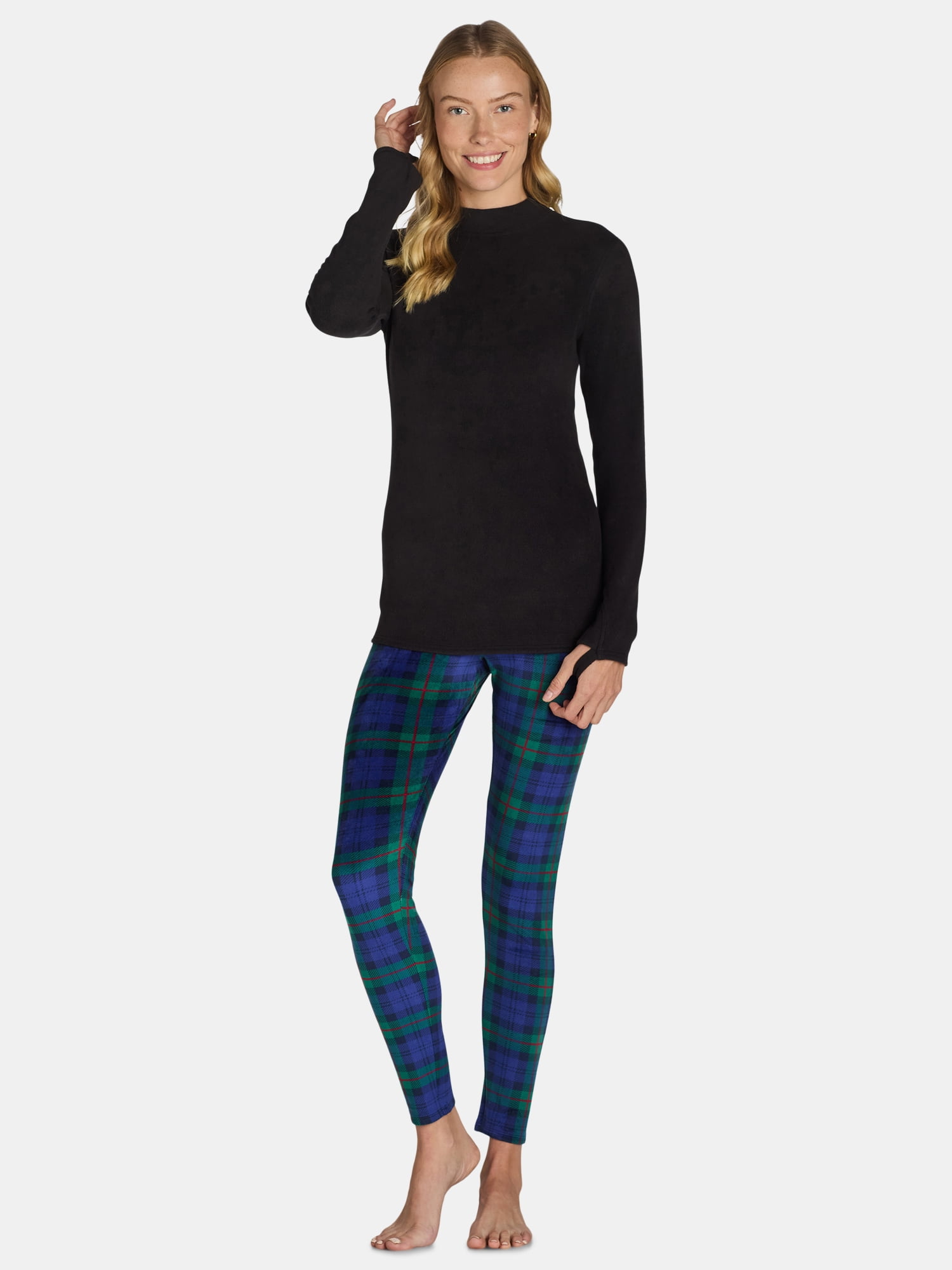 ClimateRight by Cuddl Duds Stretch Fleece Women's Long Sleeve Mock Neck Base Layer Top, Sizes XS to 4X