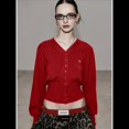 thumbnail image 4 of Cárdigan Corto de Larga con Cuello en V y Abertura Frontal para Mujer, Camisa de Otoño con Botones. Vino Tinto M, 4 of 10