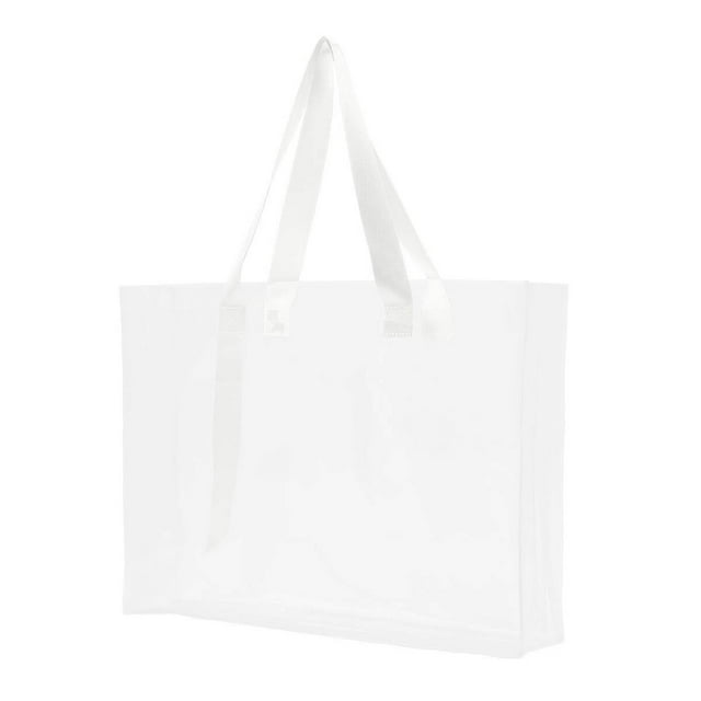 Bolsa promocional de PVC transparente con fuelle -Maxina blanco 47 x 34.5 x 9