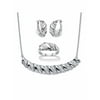Diamond Accent Diagonal Banded S-Link Necklace, Hoop Earrings and Ring 3-Piece Set in Silvertone 18"
