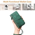 thumbnail image 2 of Funda para Motorola MOTO G31 4G con cremallera tipo cartera, tarjetero, marco de fotos, soporte y cordón, de piel sintética. verde, 2 of 5