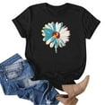 thumbnail image 4 of Busydd T Shirts for Women Fashion Sunflower Print Summer Tops Casual Short Sleeve Round Neck Going Out Tops for Women Comfy Versatile Cotton Graphic Tees M, 4 of 5