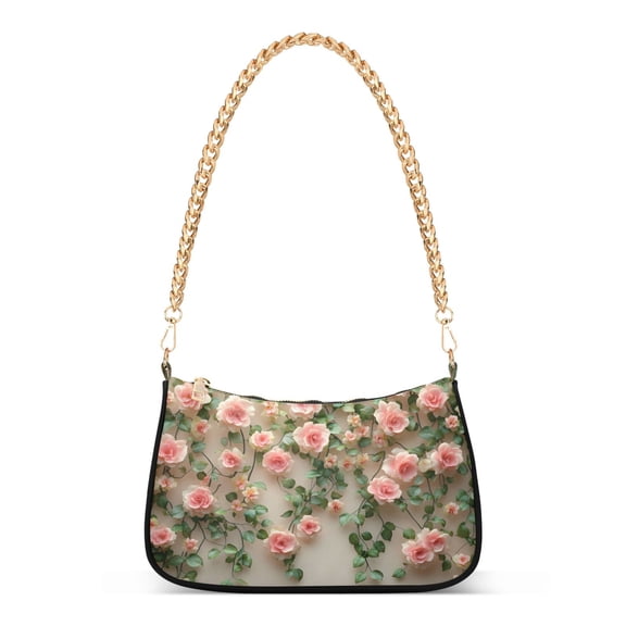 ALAZA 3d Flower Roses Women's Chain Shoulder Bag Hobo Handbag Tote Crossbody Purse