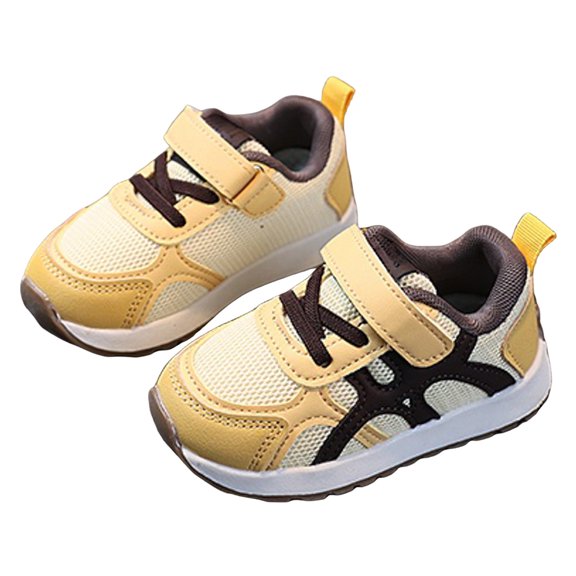 Toddler Shoes Baby Boys Girls Walking Running Sneakers Breathable Mesh Color Block Lightweight Non Slip Tennis Sport Athletic Shoes Yellow 6 Infant