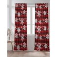 thumbnail image 2 of Christmas Snowflakes Sheer Curtains 108 Inch Long 2 Panels, Winter Blue Waves Retro Red Black Plaid Light Filtering Rod Pocket Semi Sheer Curtains, Sheer Voile Drapes for Living Room, 52"x108", 2 of 5