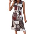 thumbnail image 2 of Lenago Robes Grande Taille Printemps pour Femmes 2023 Mode Vacances Été Imprimé Col en V Sans Manches Fête Plage Robe Longue Régulière Robes de Plage Été en Solde, 2 of 5