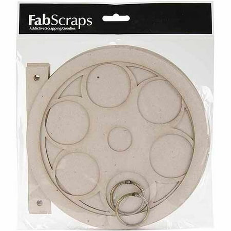 Fabscraps Die-Cut Grey Chipboard Album, 7.75" x 8", Fishing Reel