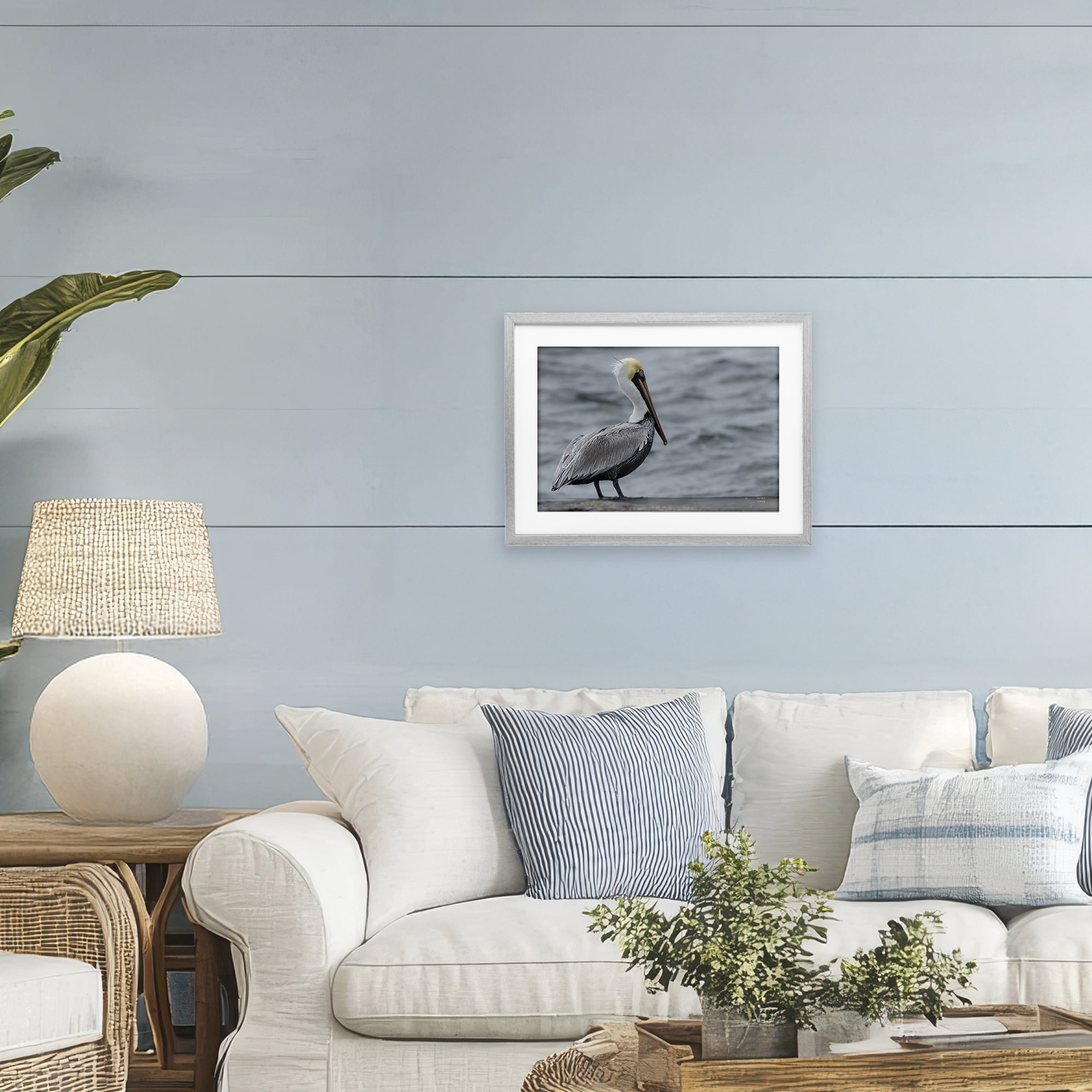 Stupell Industries Pelican Watch Photography Gray Framed Print Under Glass, design by Nathan Larson