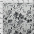 thumbnail image 2 of oneOone Viscose Chiffon Gray Fabric Leaves & Rose Watercolor Fabric For Sewing Printed Craft Fabric By The Yard 42 Inch Wide, 2 of 4