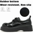 thumbnail image 5 of Women's Leather Chunky Platform Oxfords Retro Round Toe Comfortable Low-top Platform Wedge Non Slip Lace-Up Loafers for Business Dress Work Casual Office Shoes, 5 of 10