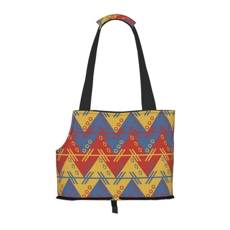 Dog Sling Carrier, Small Dog/Cat Soft Side Carrier Tote Bag for Subway/Shopping/Hiking/Travel-South American Circle Fabric Stripes Pattern