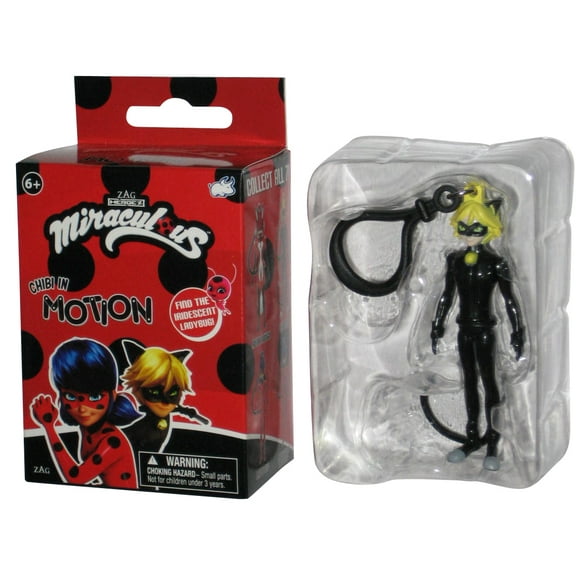 Miraculous Ladybug In Motion Bullsitoy Cat Noir 3-Inch Mini Figure Keychain