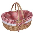 thumbnail image 2 of S SERENABLE Panier de Pique-Nique Extérieur avec Double Couvercles Panier Tissé à la Main pour Chips de Plage Carreaux Rouges, 2 of 9
