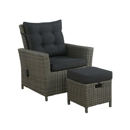 Alaterre Asti All Weather Resin Wicker Outdoor Lounge Chair - Dark Gray