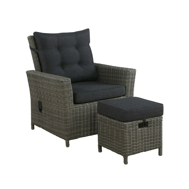 Alaterre Asti All Weather Resin Wicker Outdoor Lounge Chair Dark Gray