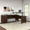 Bush Furniture Somerset 72 in L Desk with Adjustable Height - 3 Position Sit to Stand Option in Mocha Cherry