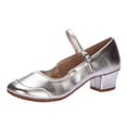 thumbnail image 2 of Women's Vintage Mary Jane Block Heel Dance Pumps, Ankle Strap Closed Toe Ballroom Shoes, Elegant Performance Footwear for Wedding, Party Silver 42, 2 of 6