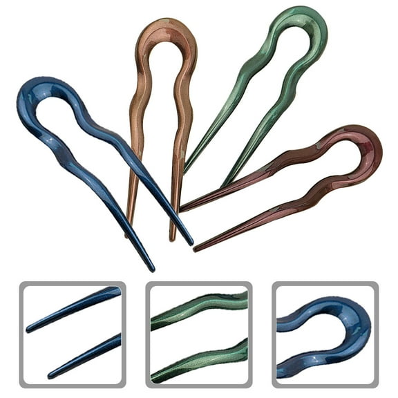 Hytrove 4Pcs Shaped Hair Forks for Women Secure Hairpin in U Shape for Updos
