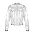 thumbnail image 3 of ranrann Kids Boys Girls Shiny Metallic Zipper Closure Jacket Windproof Motorcycle Coat Outerwear Silver 16, 3 of 7