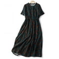 thumbnail image 1 of Robes pour Femmes 2024 Robe d'Été pour Femmes en Coton et Lin à Imprimé, Ample, Grande Taille, à Manches Courtes, Col Ras du Cou, en Liquidation, 1 of 5