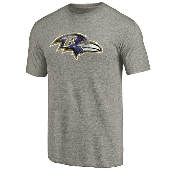 Men's Ash Baltimore Ravens Distressed Team T-Shirt