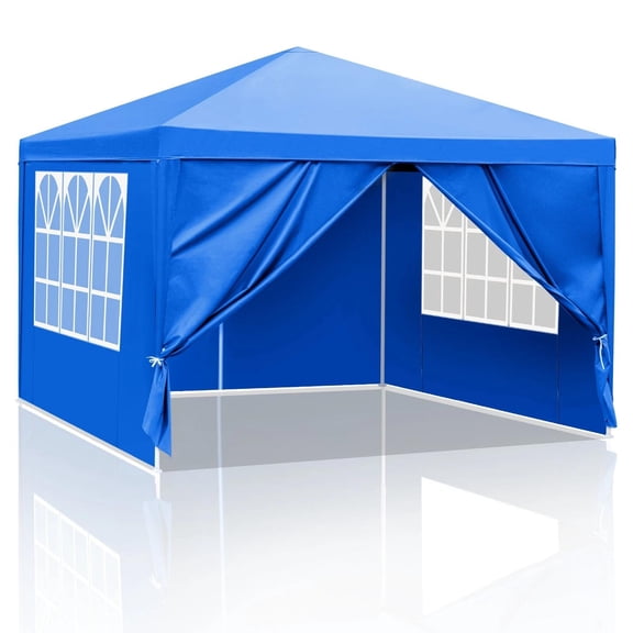 10'x10' Waterproof Outdoor Canopy Tent Party Tent With 4 Removable Walls Blue