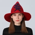 thumbnail image 2 of GPOECD Witch Style Wool Knit Bucket Hat For Halloween Party And Daily Sun Red,One Size, 2 of 8