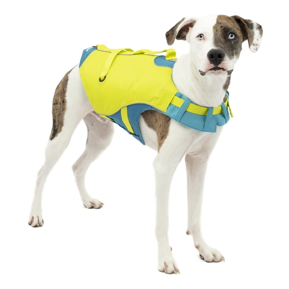 Kurgo Surf n’ Turf Dog Life Jacket, Floatation Vests for Dogs, Dog PFD, Yellow/Blue, X-Small