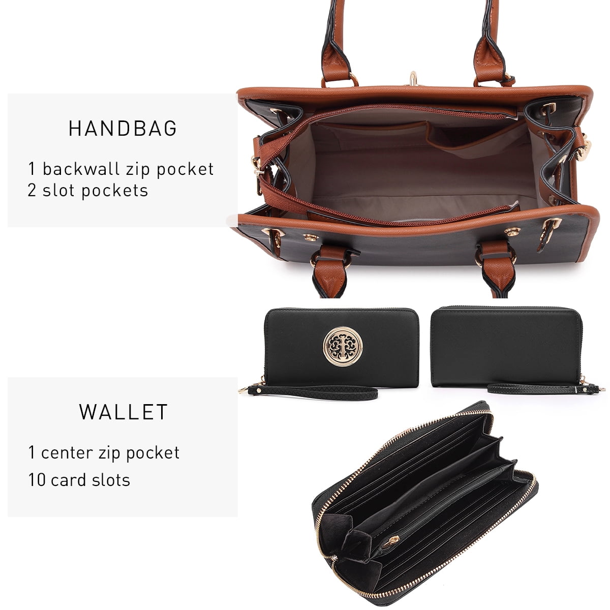Dasein Women Handbags Top Handle Satchel Purse Shoulder Bag Briefcase Hobo Bag Set 2Pcs