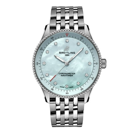 Breitling Navitimer 32 Blue Mother of Pearl Diamond Dial Steel Women's Watch A77320171C1A1