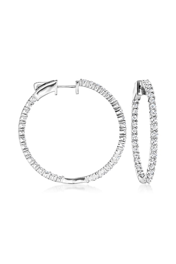 3.00 ct. t.w. Diamond Inside-Outside Hoop Earrings in Sterling Silver, Women's, Adult