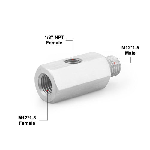 M12x1.5Female Oil Pressure Sensor Tee 1/8NPT to M12x1.5 Male Adapter Supply Feed