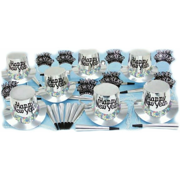 Silver Regal Happy New Year Party Kit for 25 Guests