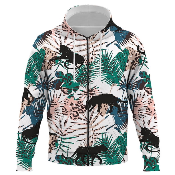 Sudadera con capucha y cremallera de primavera y otoño con hojas de jungla para hombres, mujeres y niños, sudaderas con estampado 3D, ropa de calle, jersey para niños, camisetas para niños
