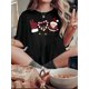 thumbnail image 1 of Camiseta informal de cuello redondo para mujer con estampado "Paz, Amor y Navidad", tejido de punto de algodón, elasticidad media, comodidad para todo el año, moderna camiseta de manga corta con diseñ, 1 of 6